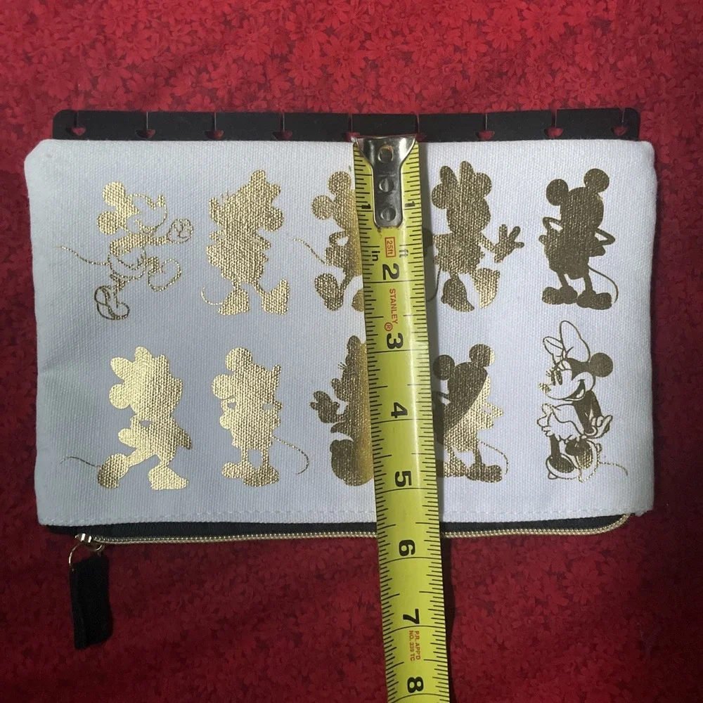 Disney Mickey Mouse Gold Silhouette‎ Canvas Zipper Pouch 9x5.5